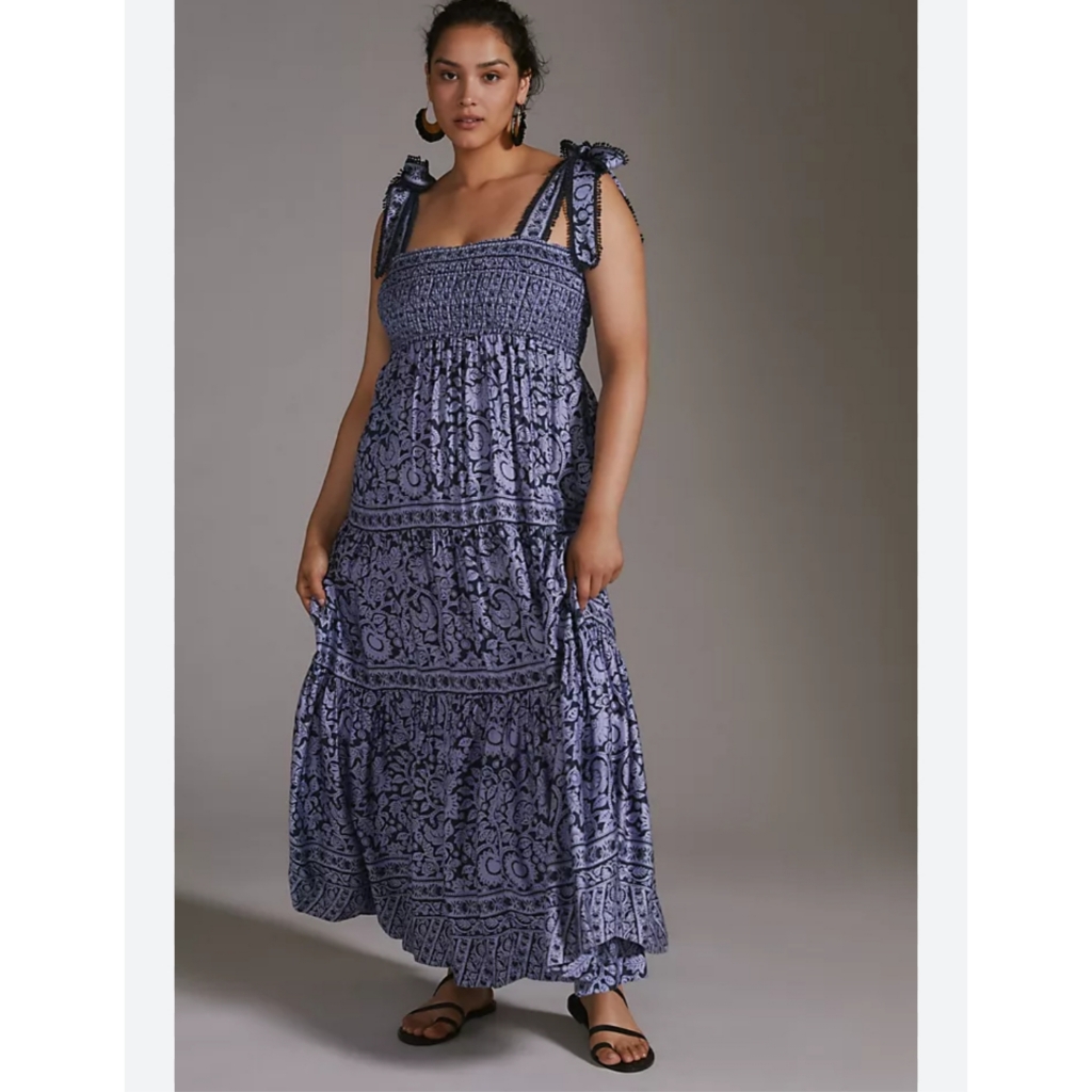 Anthropologie Omika Tie-Strap Maxi Dress Size S